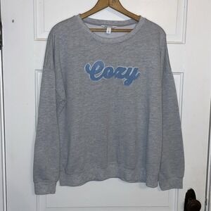 Gray Cozy Patch Sweatshirt | Ninewest Large | Soft Girl Normcore Basic